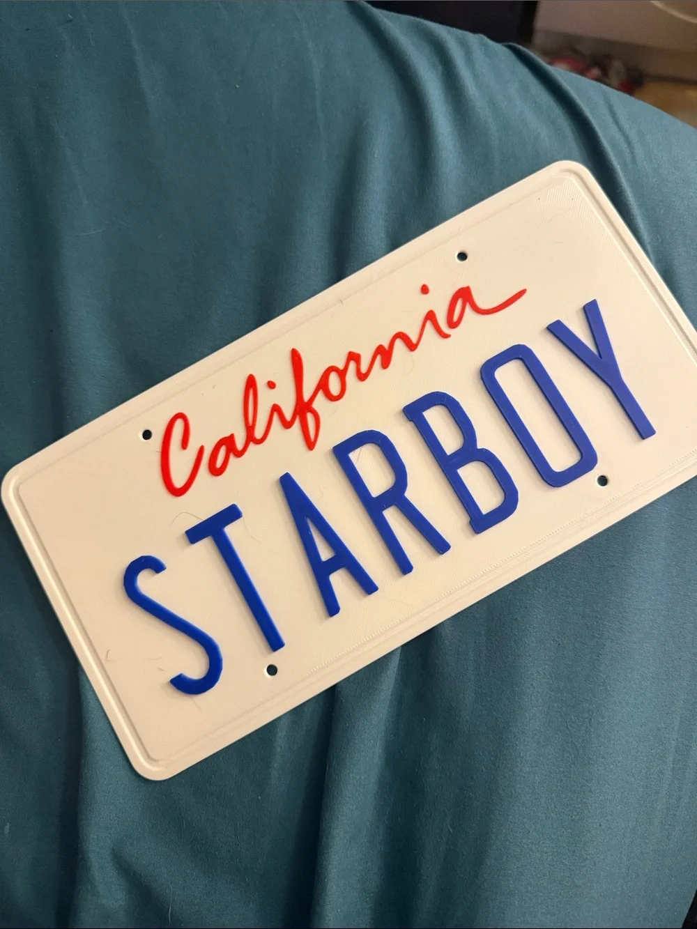 California STARBOY 3D printed Novelty License Plate - White, Red & Blue